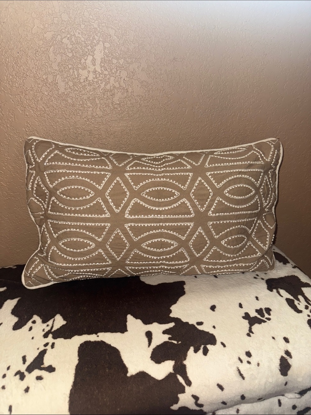 Beaded Embroidered Lumbar Pillow COVER